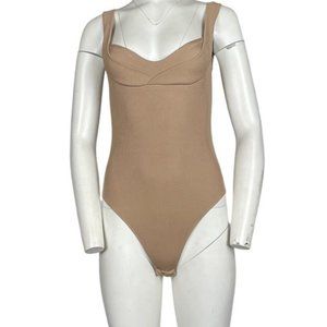 H&M Sleeveless Ribbed Bodysuit Tan Size Small